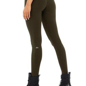 Alo Yoga Micro Houndstooth Olive Leggings